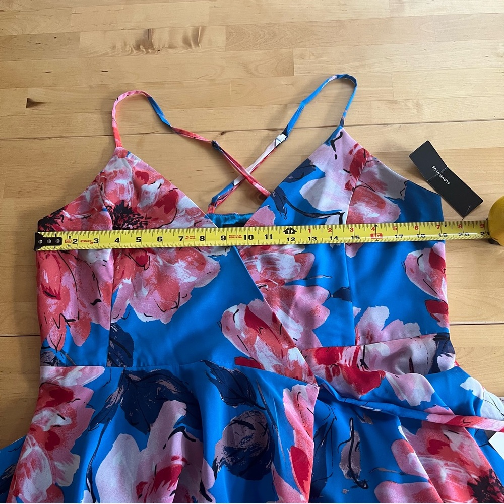 NWT Lulu's Elegantly Inclined Blue and Pink Floral Wrap Maxi Dress - Picture 9 of 12